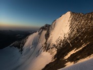 The Lenspitze at dawn from the Nadelhorn normal route