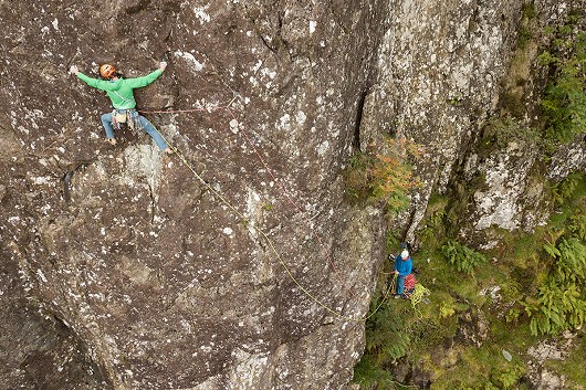Matt Cooke on Tumbleweed Connection (E2) at Goat Crag (from Lake District Climbs Rockfax).  © Alan James