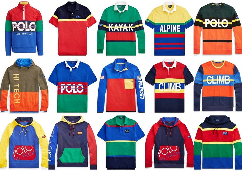 'ALPINE' and 'CLIMB' are stamped on jumpers, bags and shoes.   © Ralph Lauren