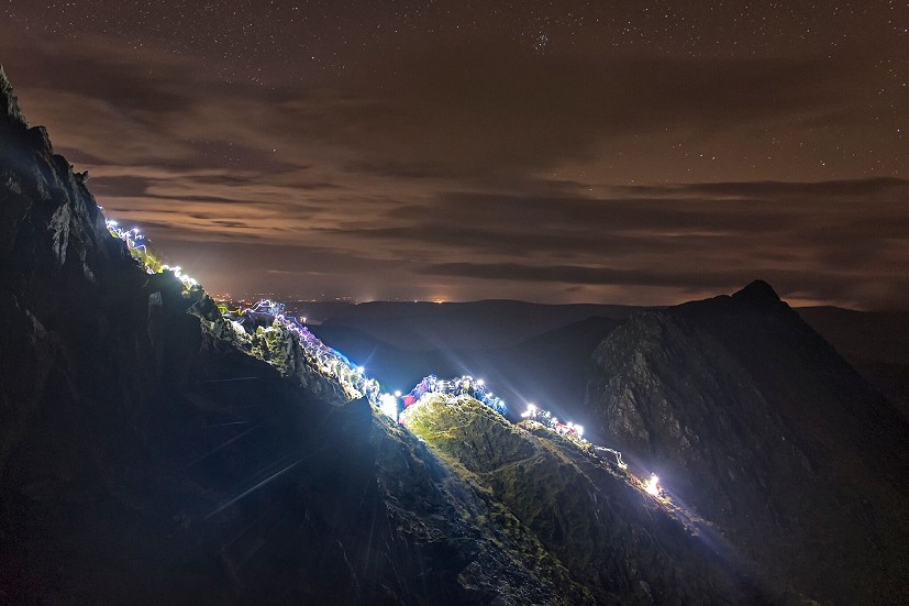 The team illuminates the upper ridge of Striding Edge  © Nick Landells, Lakeland Photo Walks