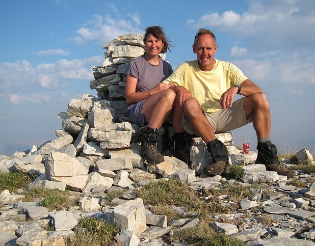 Richard and Denise on the summit of Maja e Kendrevicës, Albania  © Richard and Denise Mclellan