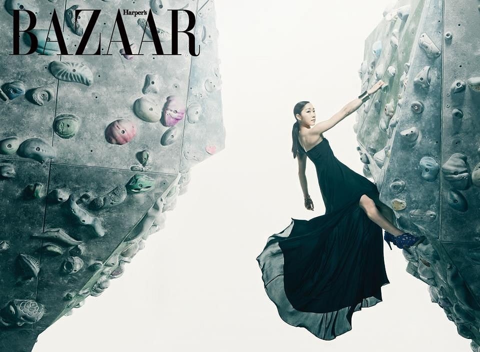 South Korean climber Jain Kim appeared in fashion Magazine Harper's Bazaar in 2012.  © UKC Articles