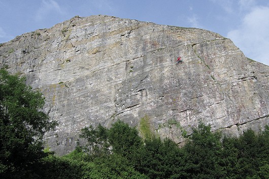 Dave Henderson on the fingery and technical wall climb of Living Dead (7b) Uphill Quarry  © Mark Glaister