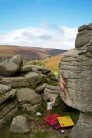 Will Longden on The Rippled Wall (f6b) at Bonehill Rocks, Dartmoor.