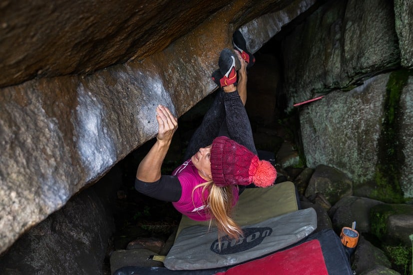 Rachel enjoying sensitivity and stability on the hook on grit  © Briggs Collection