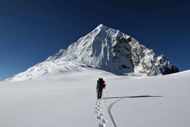 The long trudge across the crevassed plateau to the face of Chombu was nerve wearing  © Berghaus