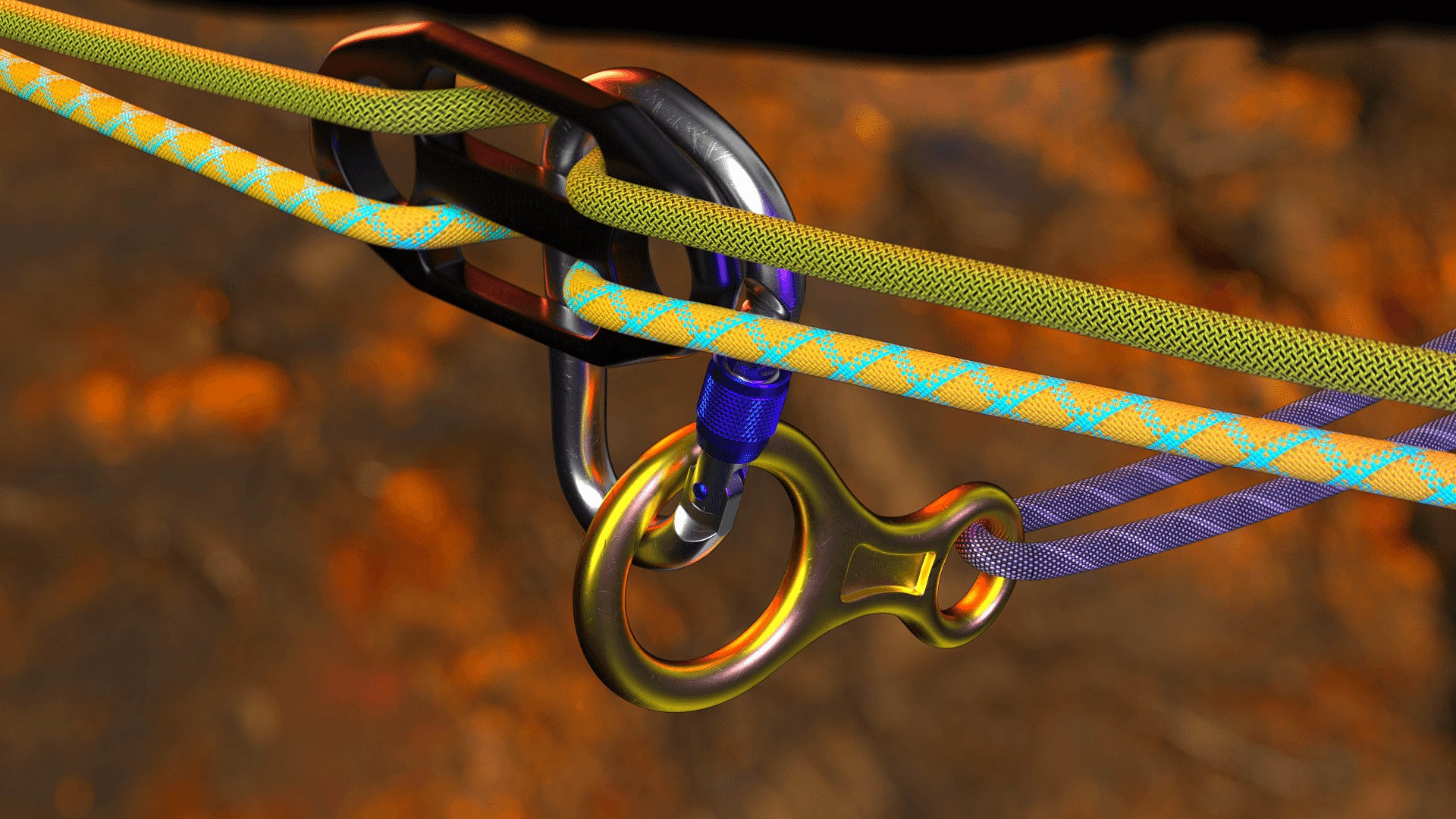 Carabiners and ropes: tactile, noisy and colourful.  © Tomorrow Bureau