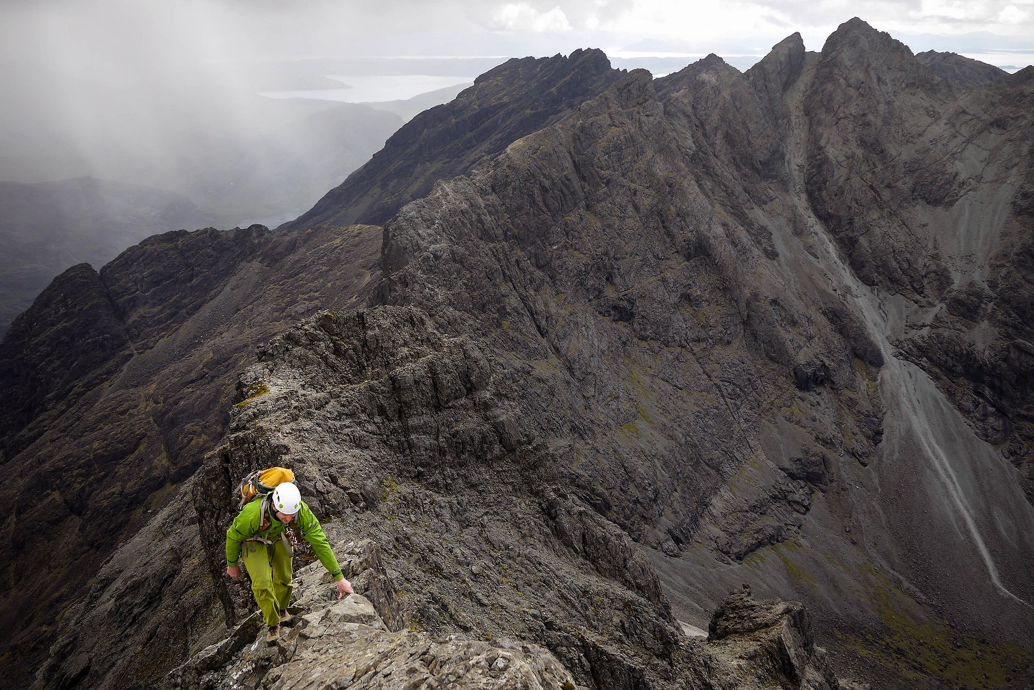 In between the snow showers during a briefly 'summery' moment on the Cuillin Ridge Traverse   © Dexter JW
