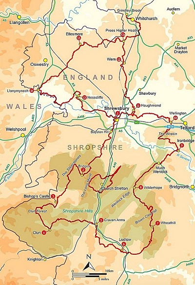Shropshire Way Map  © Cicerone
