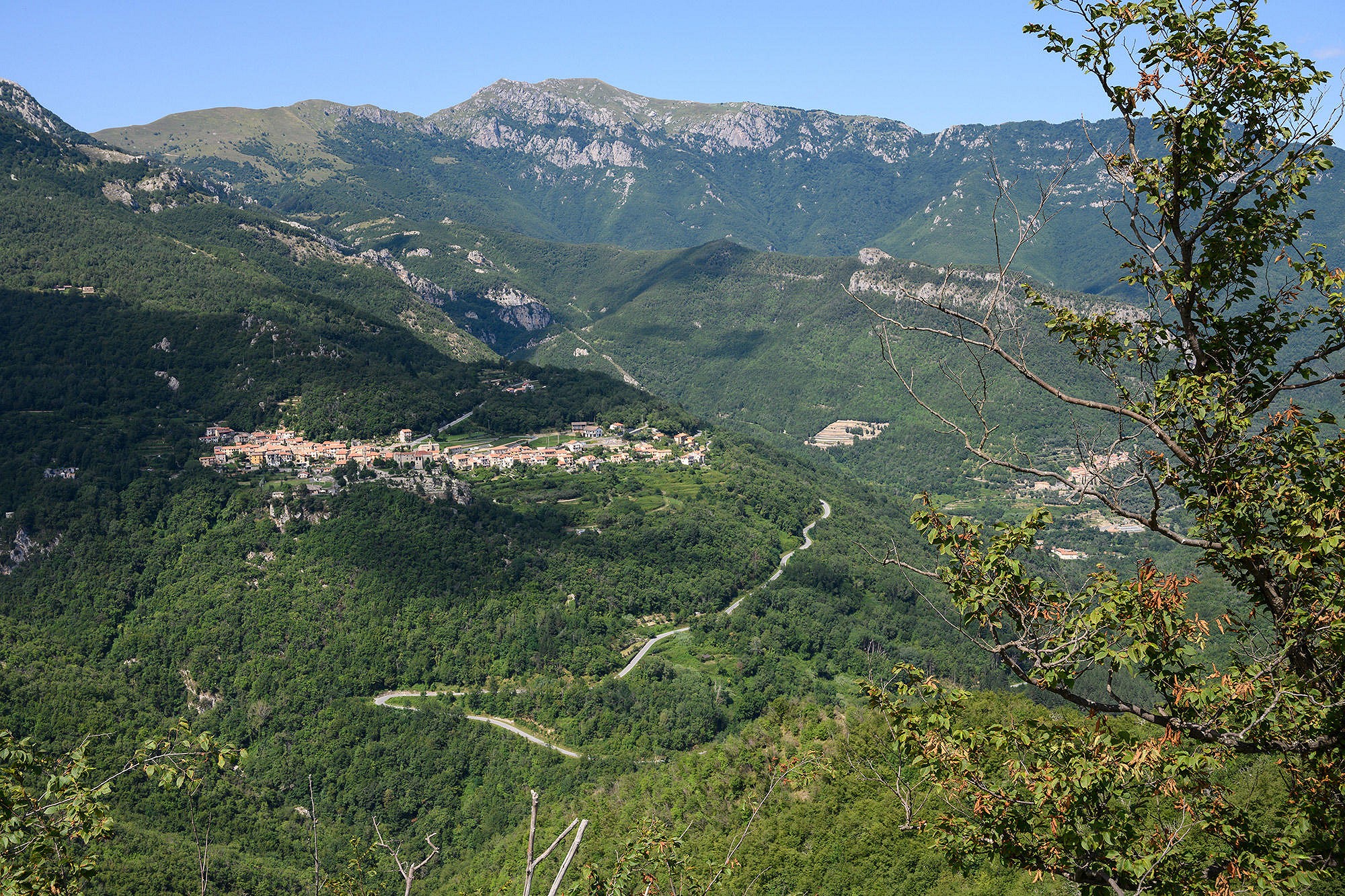 The beautiful upper reaches of Val Pennavaire - Alto is the town in the centre.  © Alan James