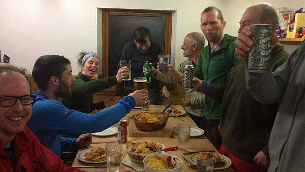 Dinner in Mill cottage and Heather Morning’s superb home cooking.  © UKC News