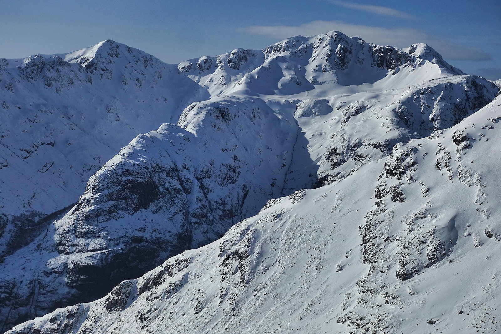 The snowbound Bidean range   © John Fleetwood