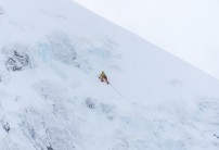 A climber on Rubicon Wall, Ben Nevis