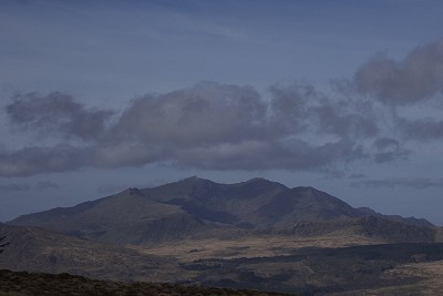 A distance view into the Snowdon Horseshoe from the Penamnen Horse above Dolwyddelan.  © Mark Reeves
