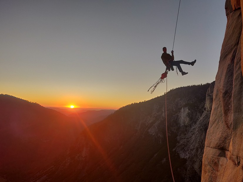 Angus enjoying a typical El Cap sunset.  © Dan McManus