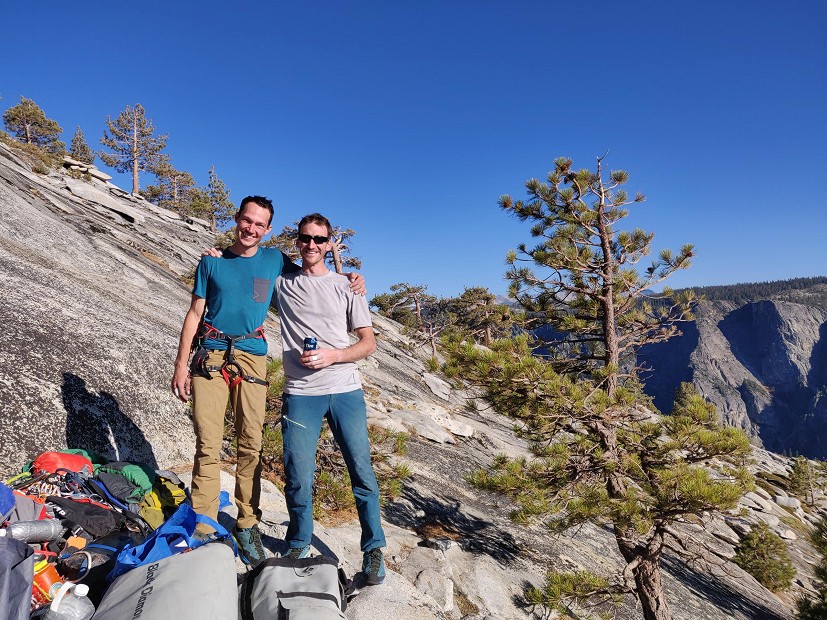 Angus and Dan on the summit of El Cap.  © Hazel Findlay