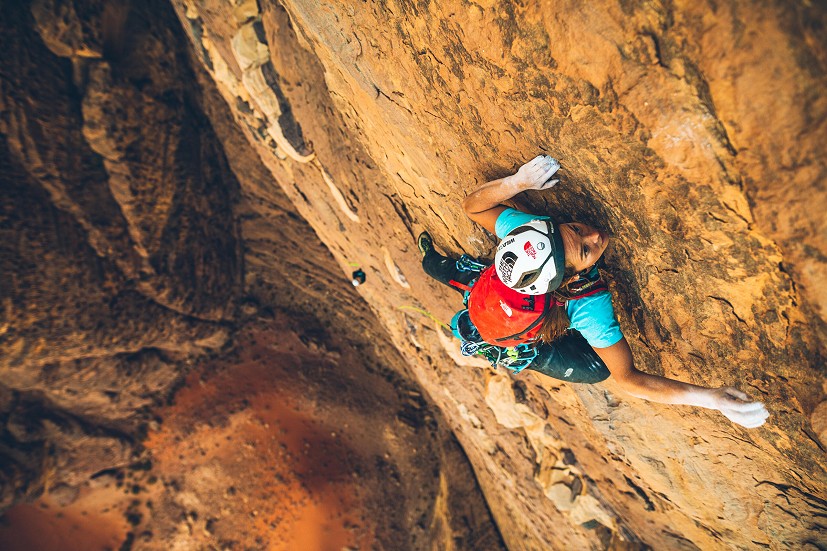 Caro climbing on a TNF expedition to Jordan.  © Tim Kemple