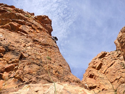Crag Safinah Anti-Atlas route Scimiter Ridge VS climber Mick Nunwick 2014  © wildclimb1