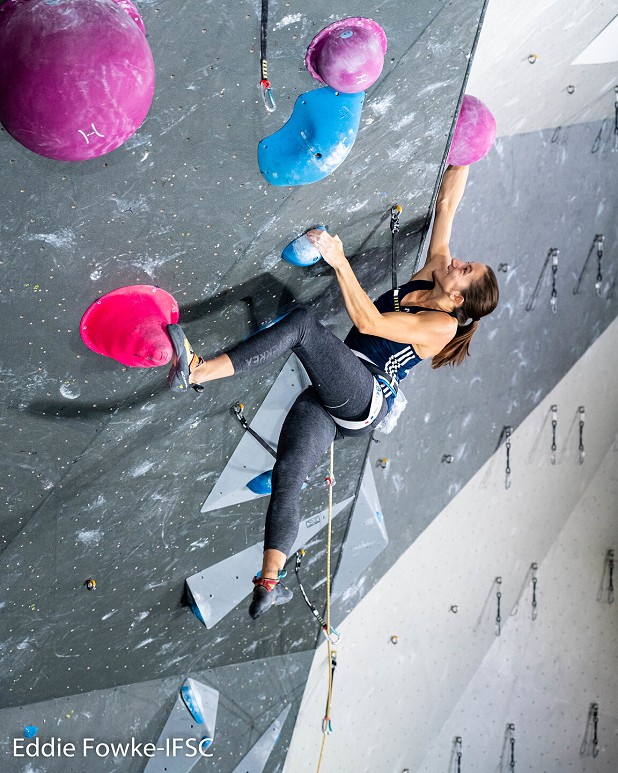 Anouck Jaubert competing in the Olympic Combined Qualifier event in Toulouse.  © Eddie Fowke/IFSC