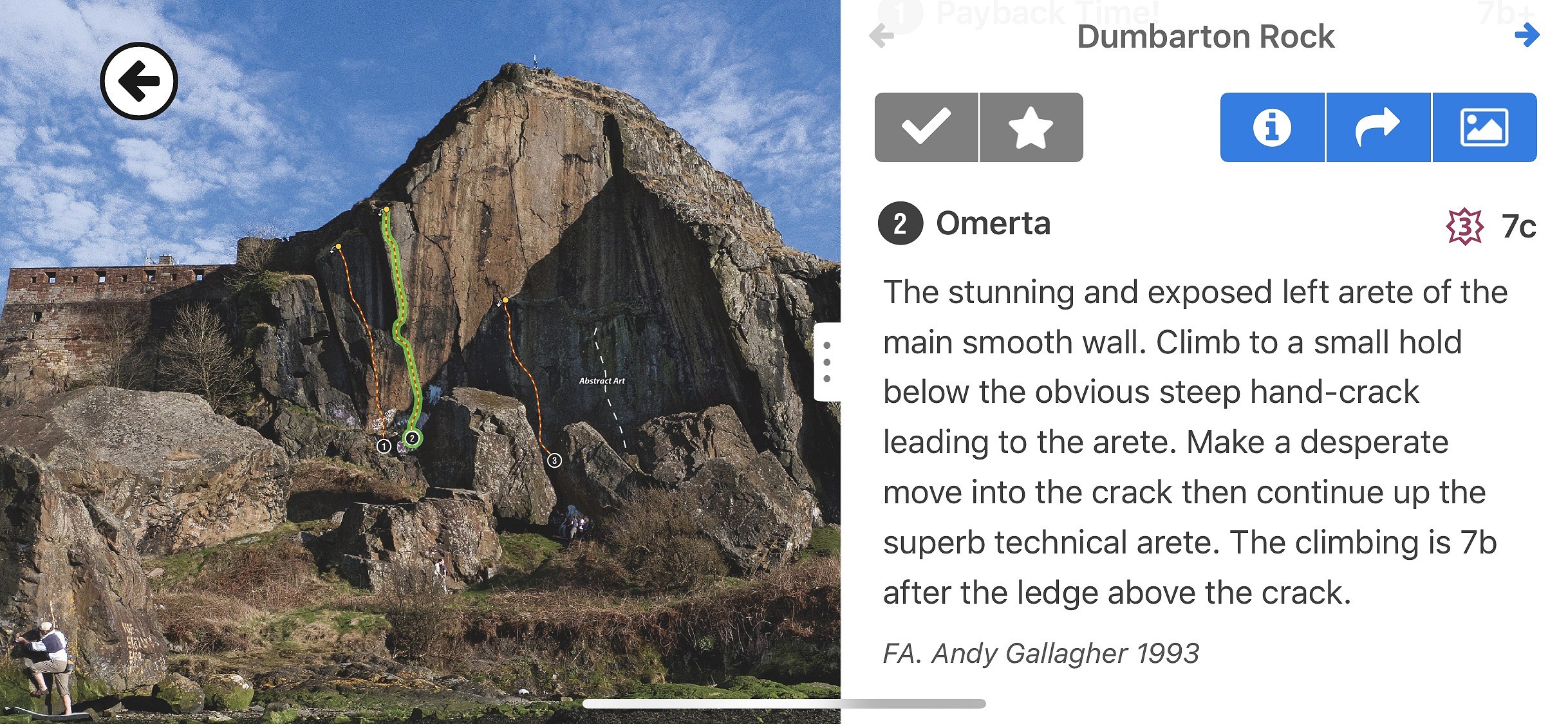 Dumbarton Rock on the Rockfax App  © UKC Gear
