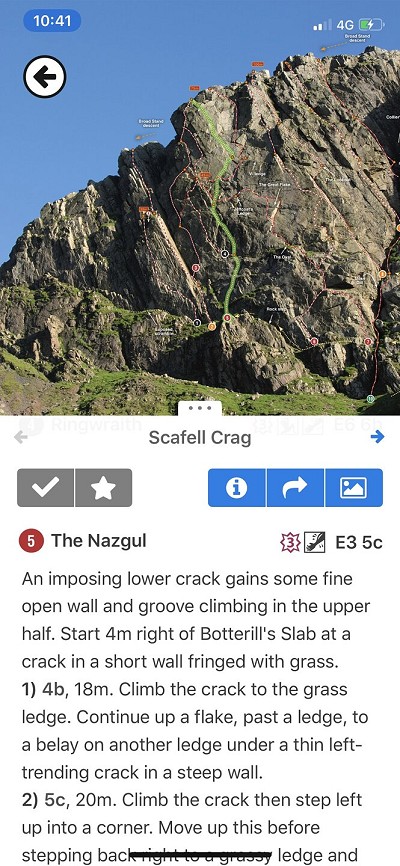 Scafell in the Rockfax App  © UKC Gear