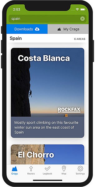 Rockfax App Screen
