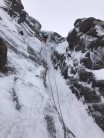 Approaching the crux on Patey’s route