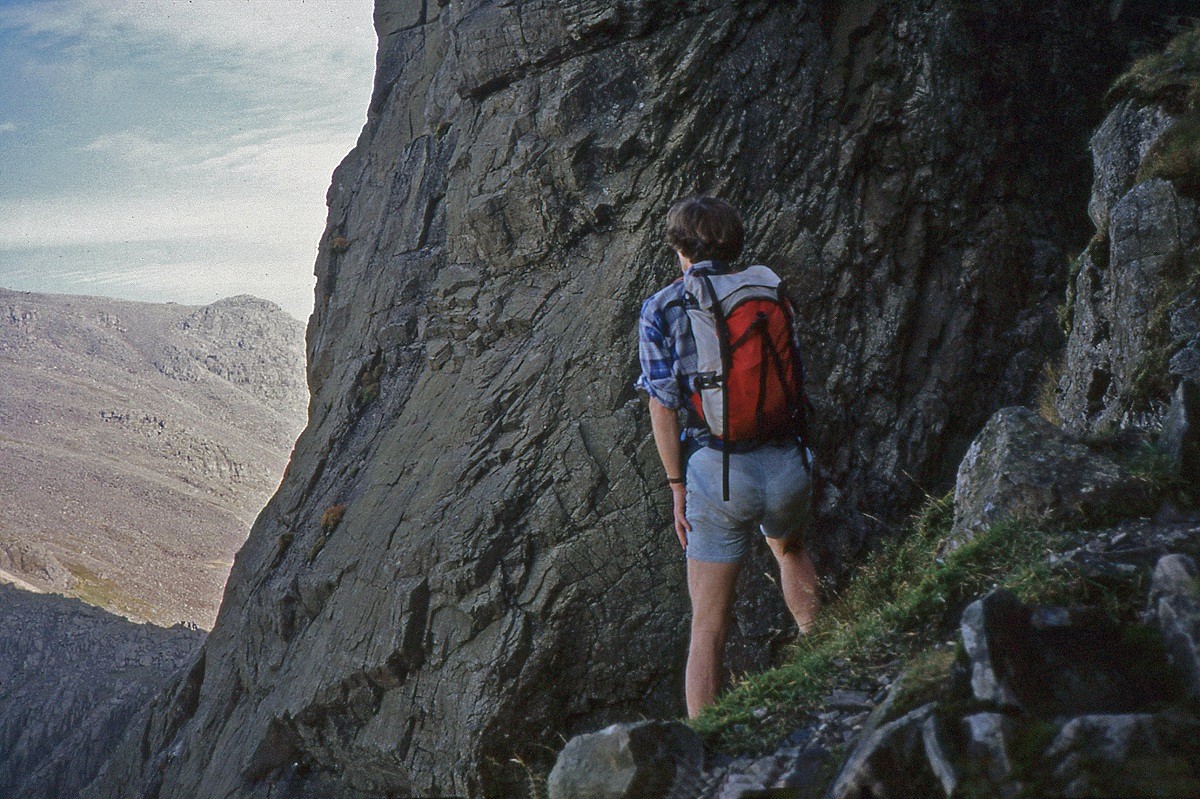 West Wall Traverse: we wouldn't be here if the guidebook had been light enough to carry  © Ronald Turnbull
