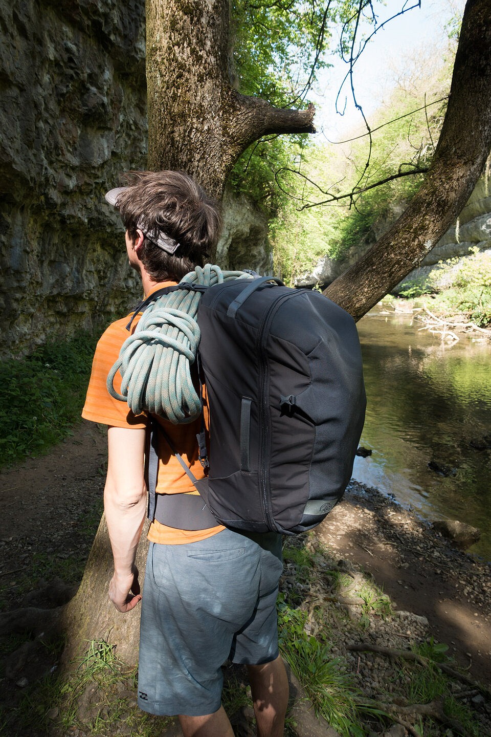 The Outcast's rope storage sits comfortably (and logically) above your shoulders  © UKC Gear