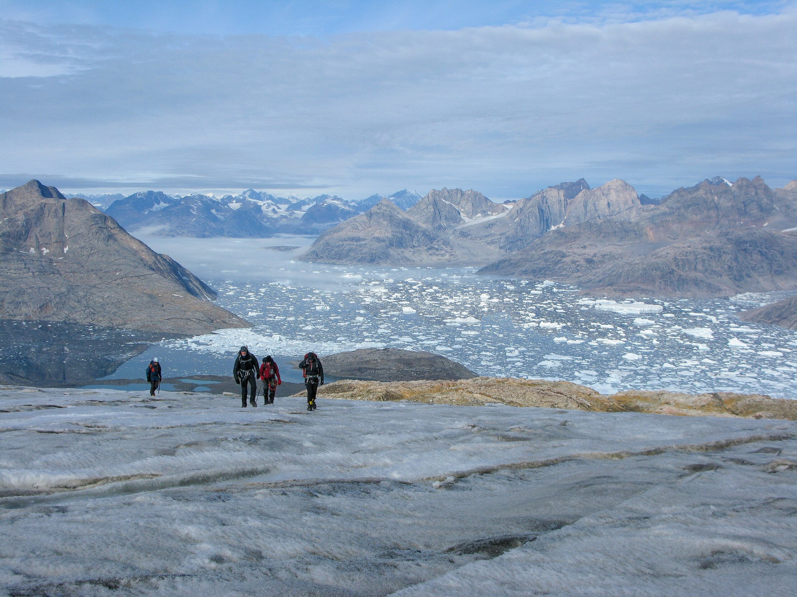 Clients in Kangerlussuaq Fjord, East coast of Greenland, 2019.  © Simon Yates