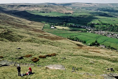 The view from the monument on Stoodley Pike, with the town of Todmorden below;  © Drew Whitworth