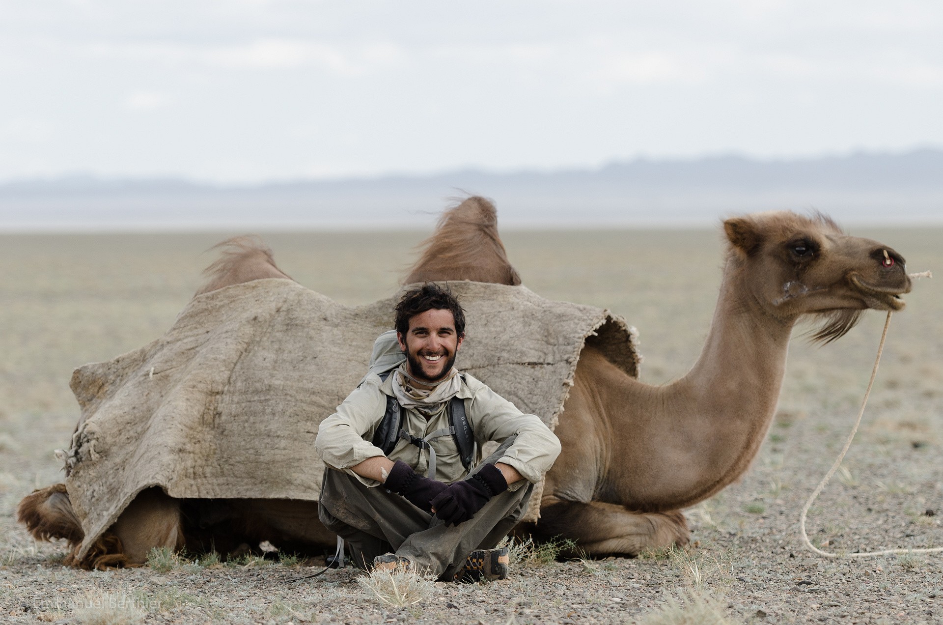The author in the Gobi Desert.  © Emmanuel Berthier