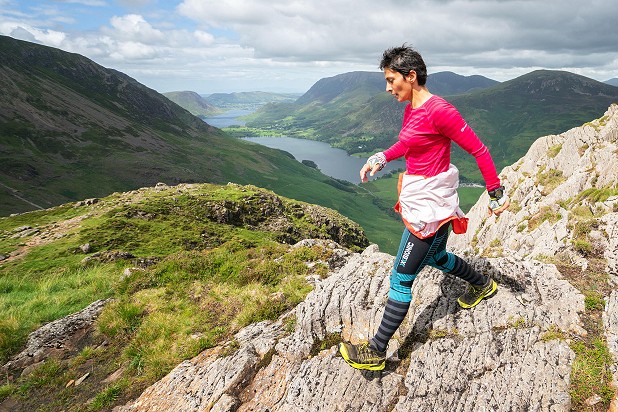 Day 1: Sabrina on Haystacks with Buttermere and Crummock Water in the background  © Steve Ashworth