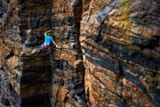 Phil Jack climbing the beautifully textured rock of Creag Rodha Mor (aka Super Crag)