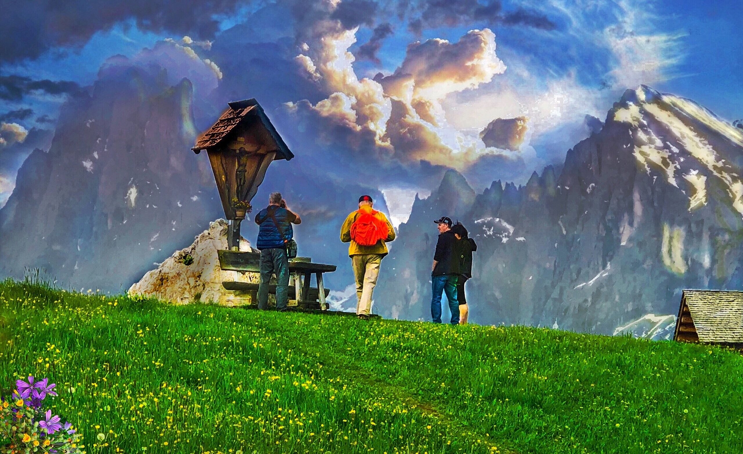 Hiking group in the Italian Dolomites  © Gene1000