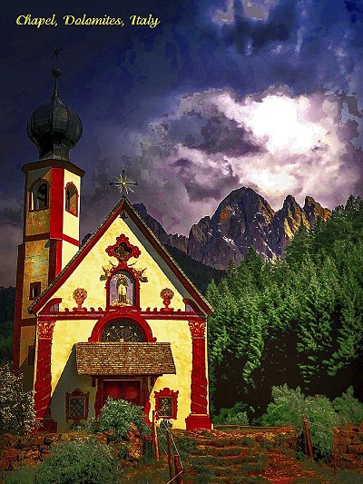 Beautiful little chapel in the Italian Dolomites.   © Gene1000