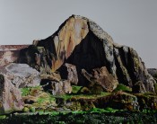 Dumbarton Rock or 'Dumby' to its friends. Iconic, with beautiful rock so could not resist painting it - acrylic on canvas, 76 x
