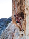 Anna Opluštilová climbing in the Kato Zakros Cave, eastern Crete