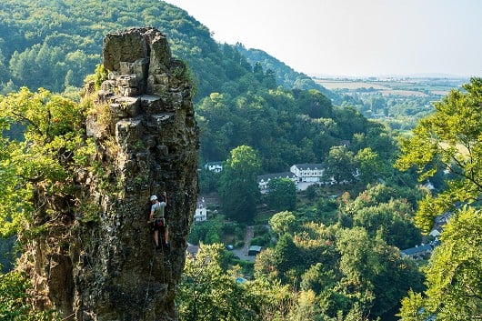 Unknown climber loving life on the Symonds Yat pinnacle.  © windle