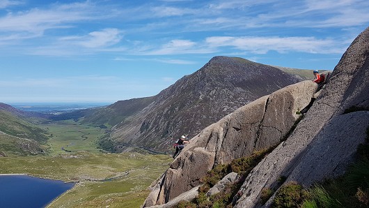 Climbers on the second pitch of the Sub Cneifion Rib in glorious sunshine  © Dawn_K_B