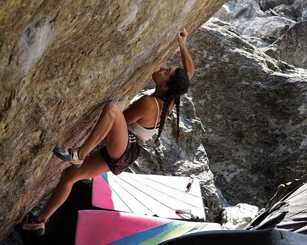 Brooke Raboutou climbs Jade 8B+.   © Finn Stack