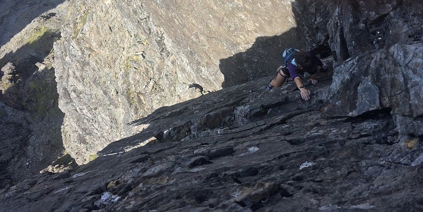 'I felt great climbing up the corner and by this point was totally buzzing' - Kelli on King's Chimney  © Pete Rigby