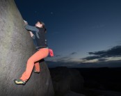 Blue hour bouldering at Burbage with Becky