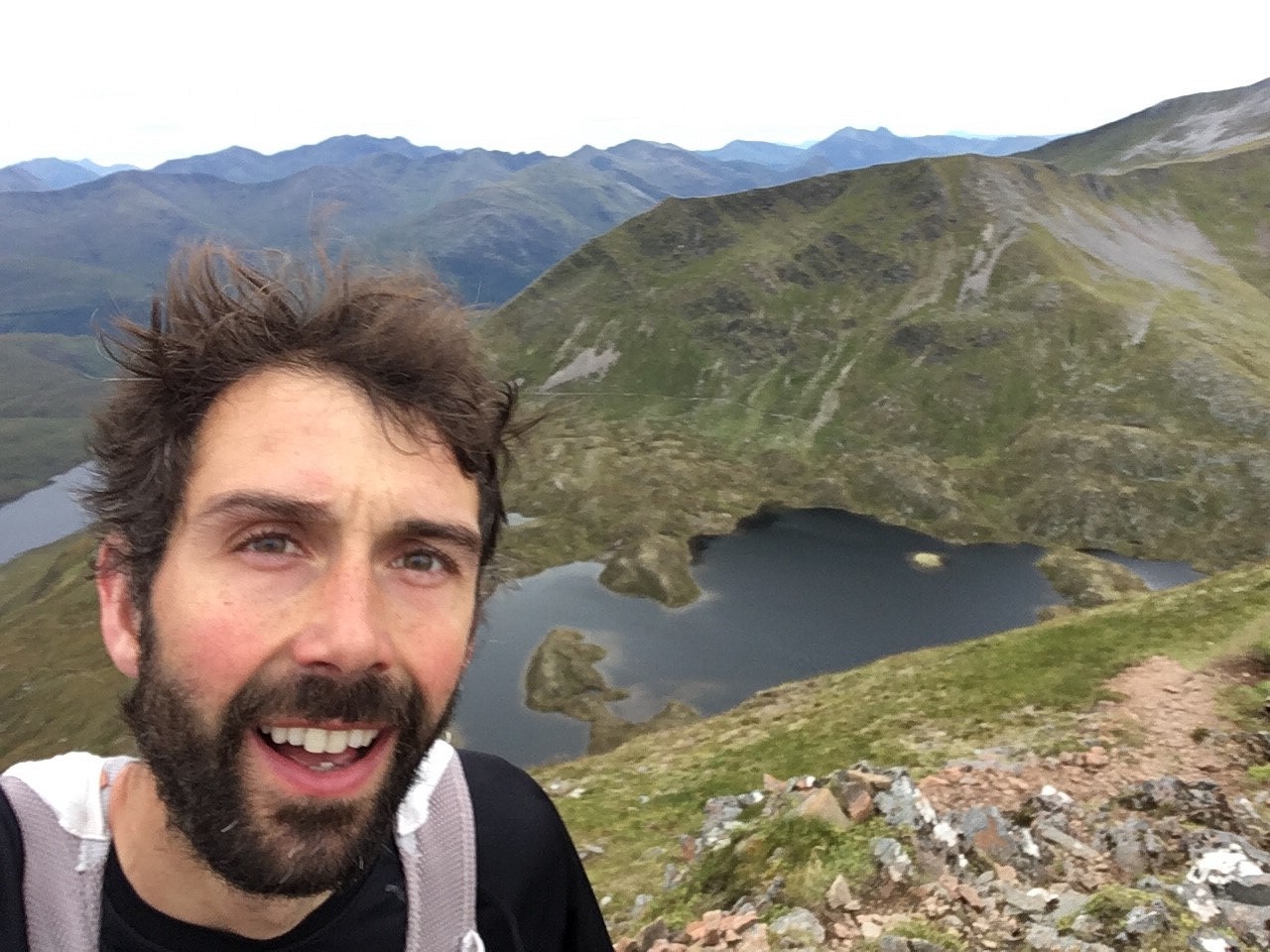 A solo and unsupported selfie in the Mamores   © Finlay Wild