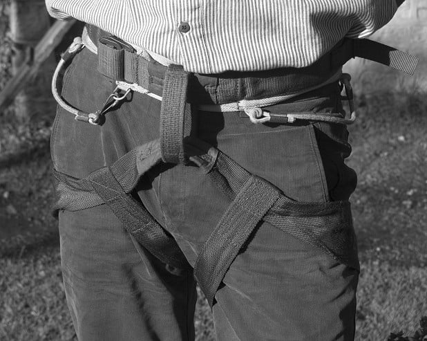 The waistbelt designed in 1963 that was used on the Troll Wall climb in 1965 and became the Troll Mk2 in 1966. Replaced by the Troll-Whillans in 1970 and the Troll Mk5 in 1979, the prototype for virtually all climbing sit harnesses ever since.  © Tony Howard Collection