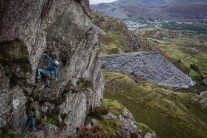 Space below My Feet - strenuous, sustained and utterly striking route above  Craig Yr Wrysgan