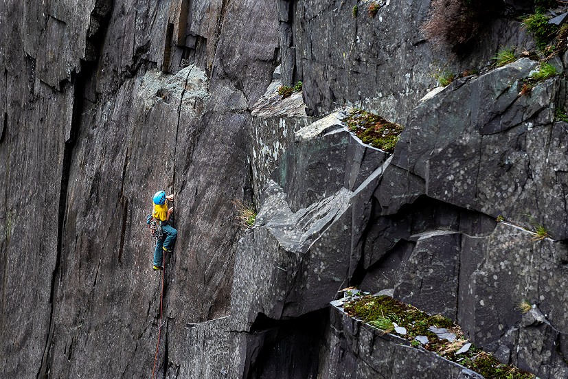 Caff on Central Sadness (E5 6a) on California Wall  © Marc Langley