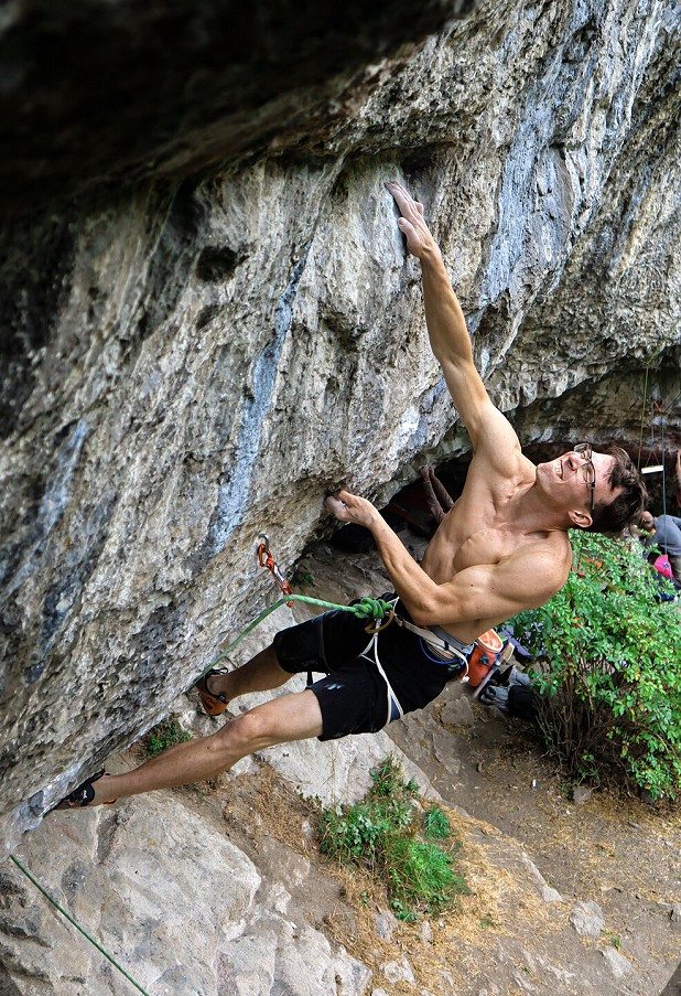 He was the first climber to make use of a kneebar on the route  © @georgiewashere