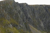 Two unknown climbers can barely be seen on Eagle Ridge, Lochnagar.