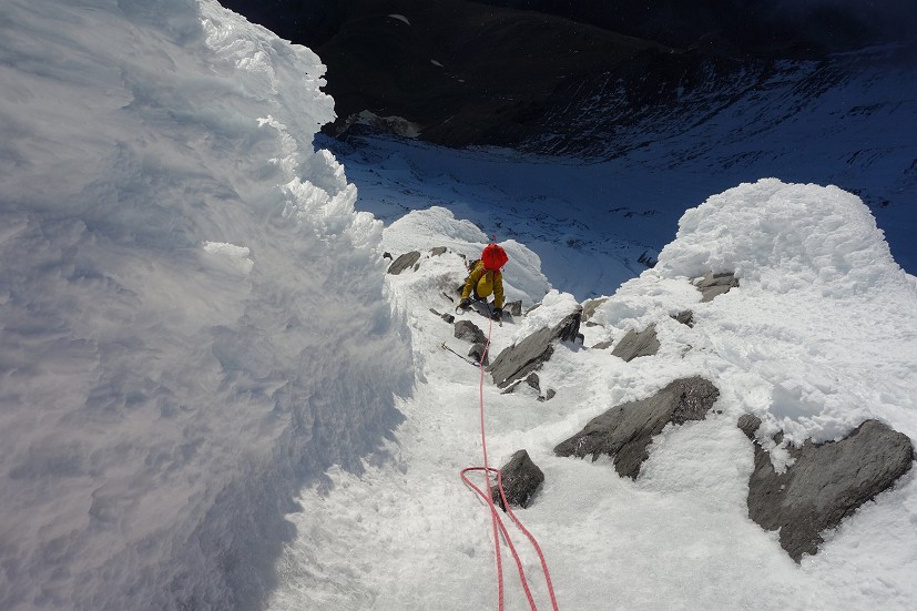 Uisdean on one of the last pitches in a brief clear spell.  © Ethan Berman